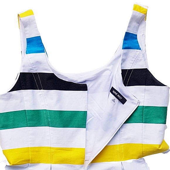 Nine West Striped Clowncore Sleeveless Pleated Sundress - Picture 4 of 4